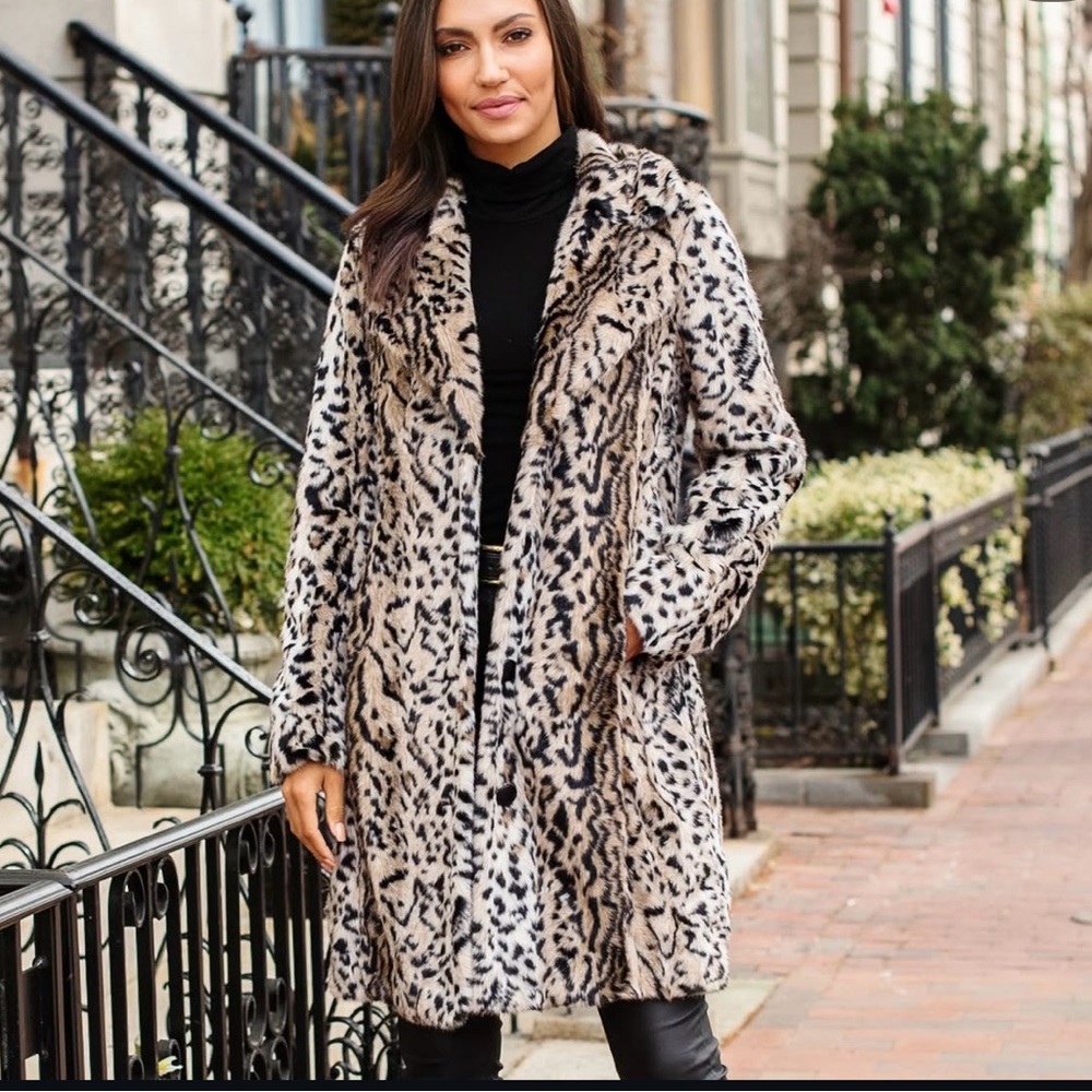 Leopard Print Faux Fur Coat